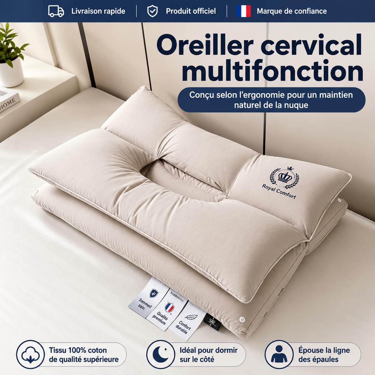 Oreiller Royal Hotel – Soutien Cervical & Confort Premium