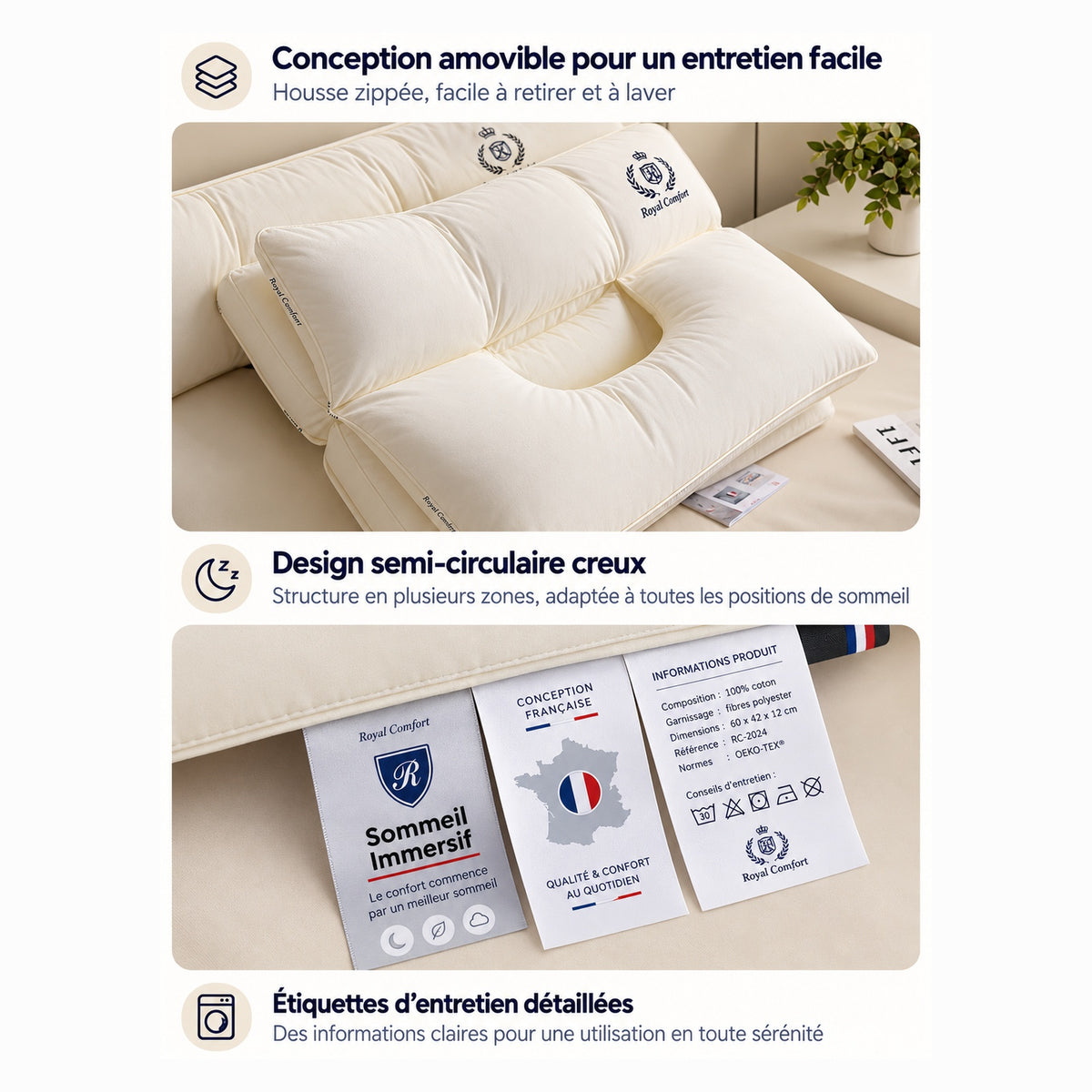 Oreiller Royal Hotel – Soutien Cervical & Confort Premium