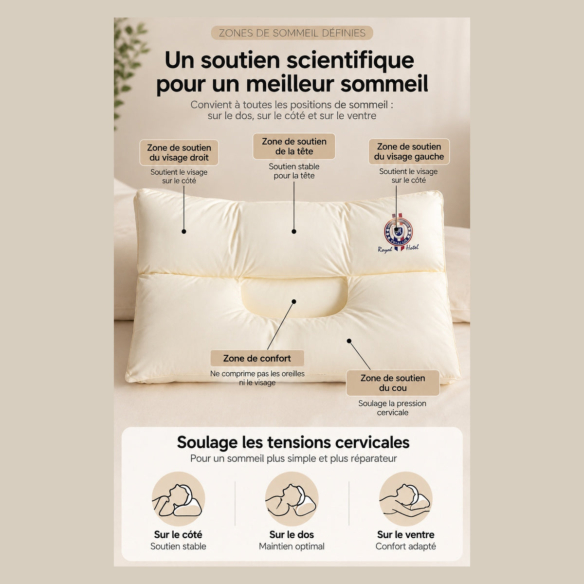 Oreiller Royal Hotel – Soutien Cervical & Confort Premium